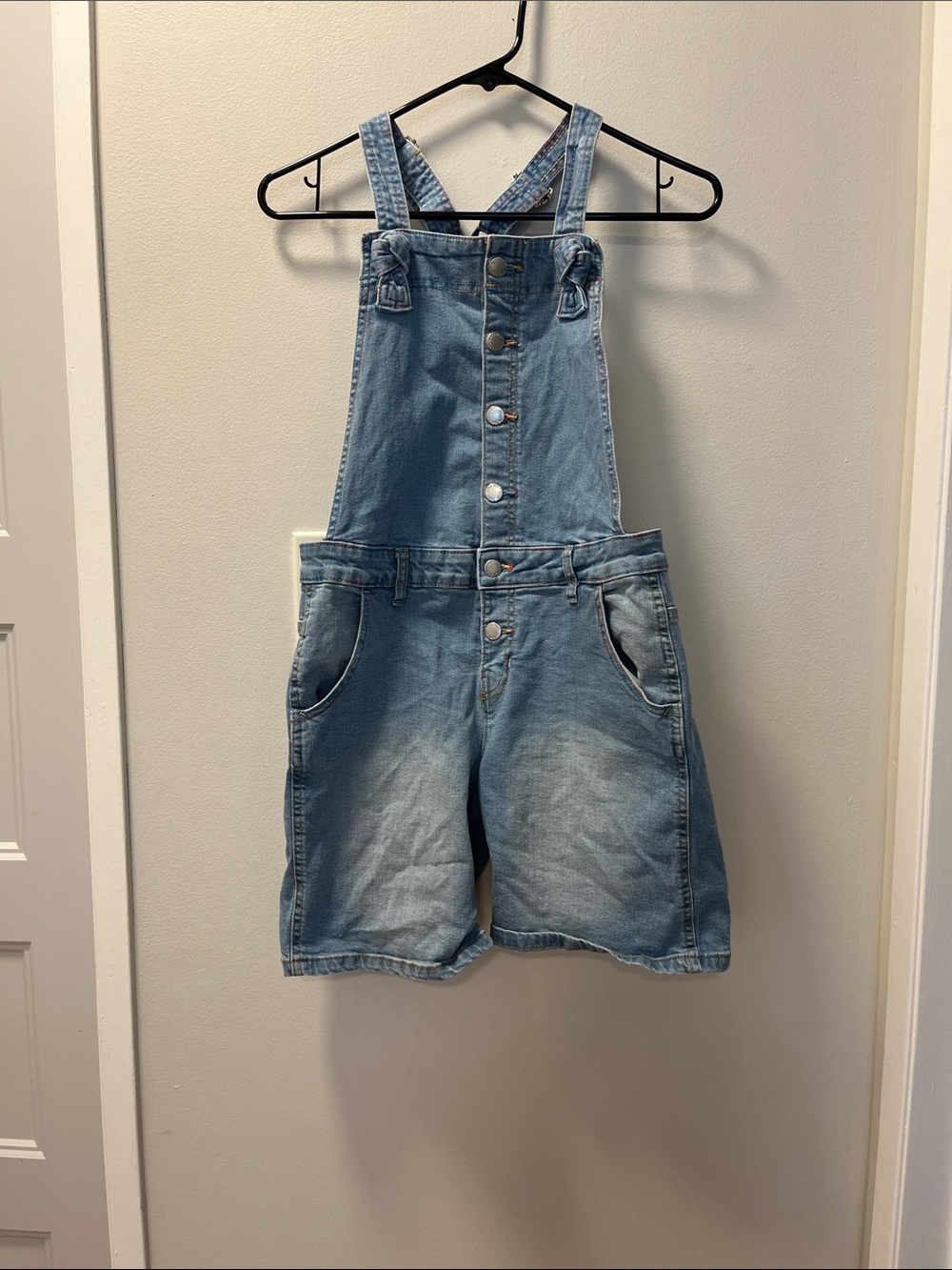 Rainbow Denim Short Overalls